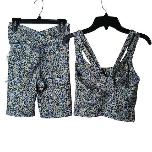 Sage Collective Set Sport Bra And Biker Short Floral Blue Static Ditsy XSmall‎ - Picture 12 of 13